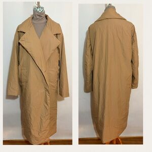 Uniqlo U Padded Long Oversized Coat Khaki Camel Color Size Medium No Waist Tie